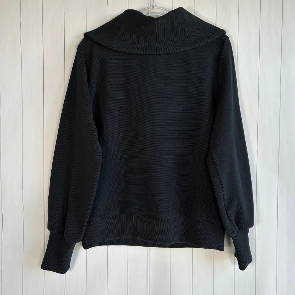 Varley women size S Vine half zip sweater black ottoman fabric ribbed athleisure - Picture 6 of 12
